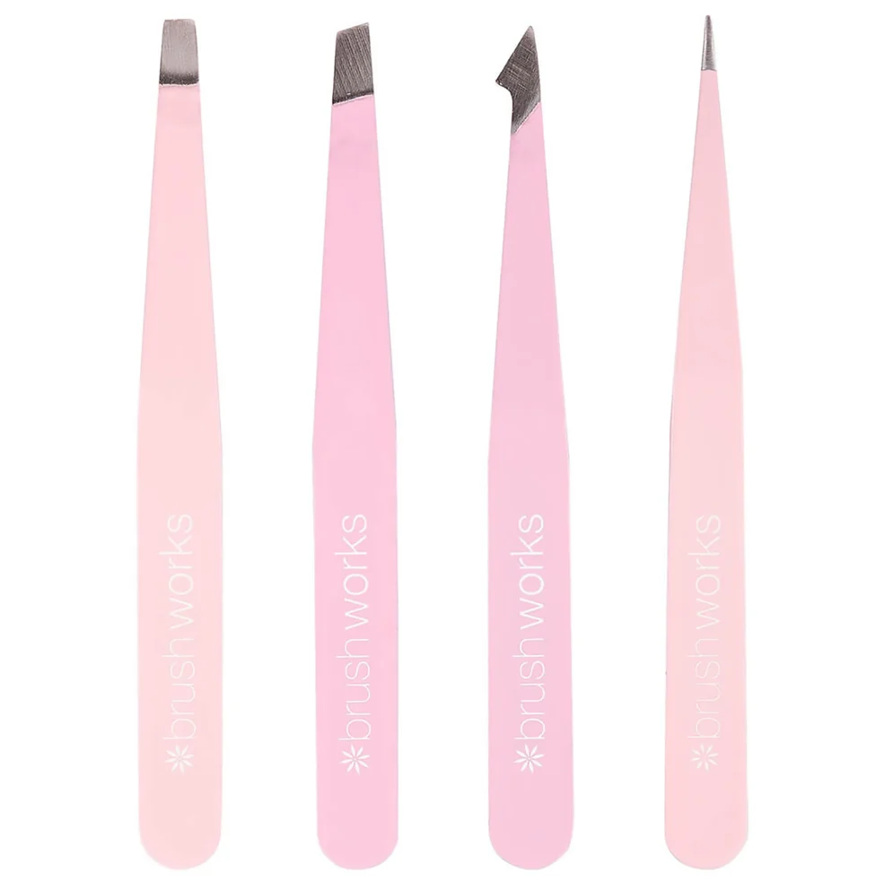 Brushworks HD 4 Piece Combination Tweezer Set zestaw 4 pęset – różowy Zdjęcie 1