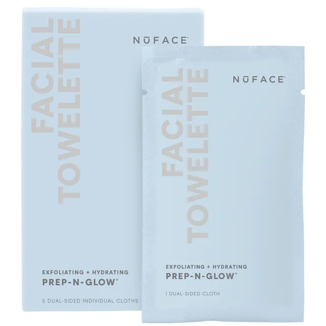 NuFACE Prep-N-Glow Facial Towelette chusteczki do twarzy nawilżane kwasem hialuronowym (5 sztuk)