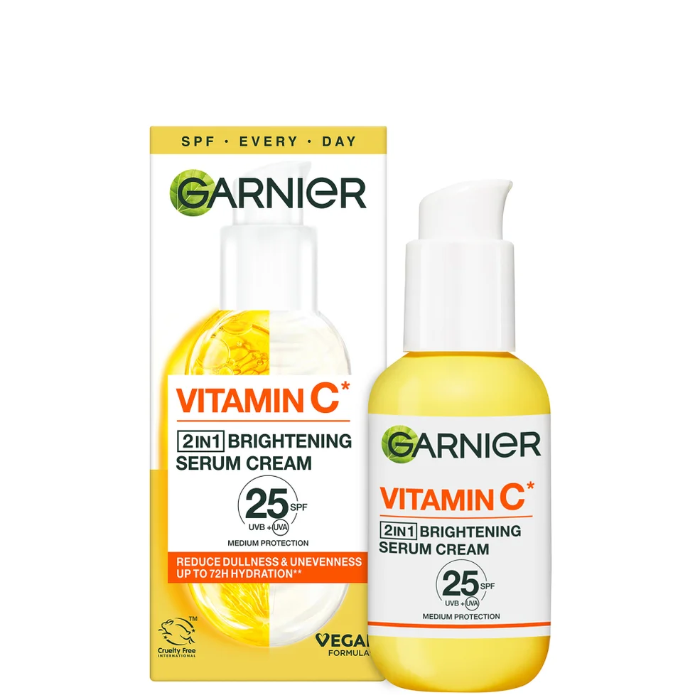 Garnier Vitamin C Serum Cream with 20% Vitamin C and SPF25 przeciwsłoneczny krem-serum z witaminą C 50 ml Zdjęcie 1