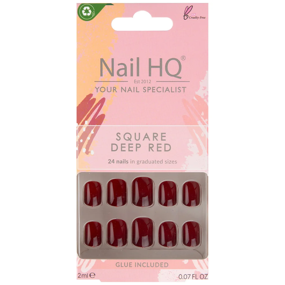 Nail HQ Square Nails Deep Red (24 Pieces) Zdjęcie 1