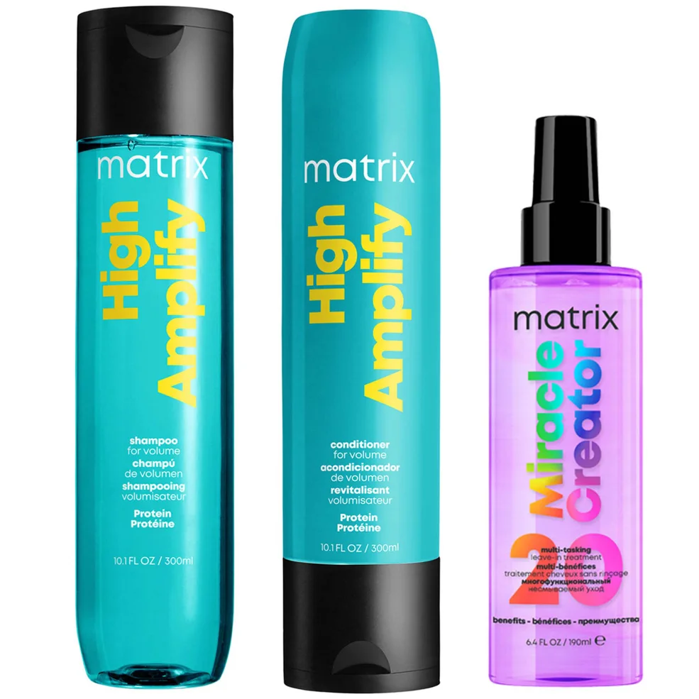 Matrix Total Results Volumising High Amplify Shampoo, Conditioner and Miracle Creator Spray Routine for Fine and Flat Hair Zdjęcie 1