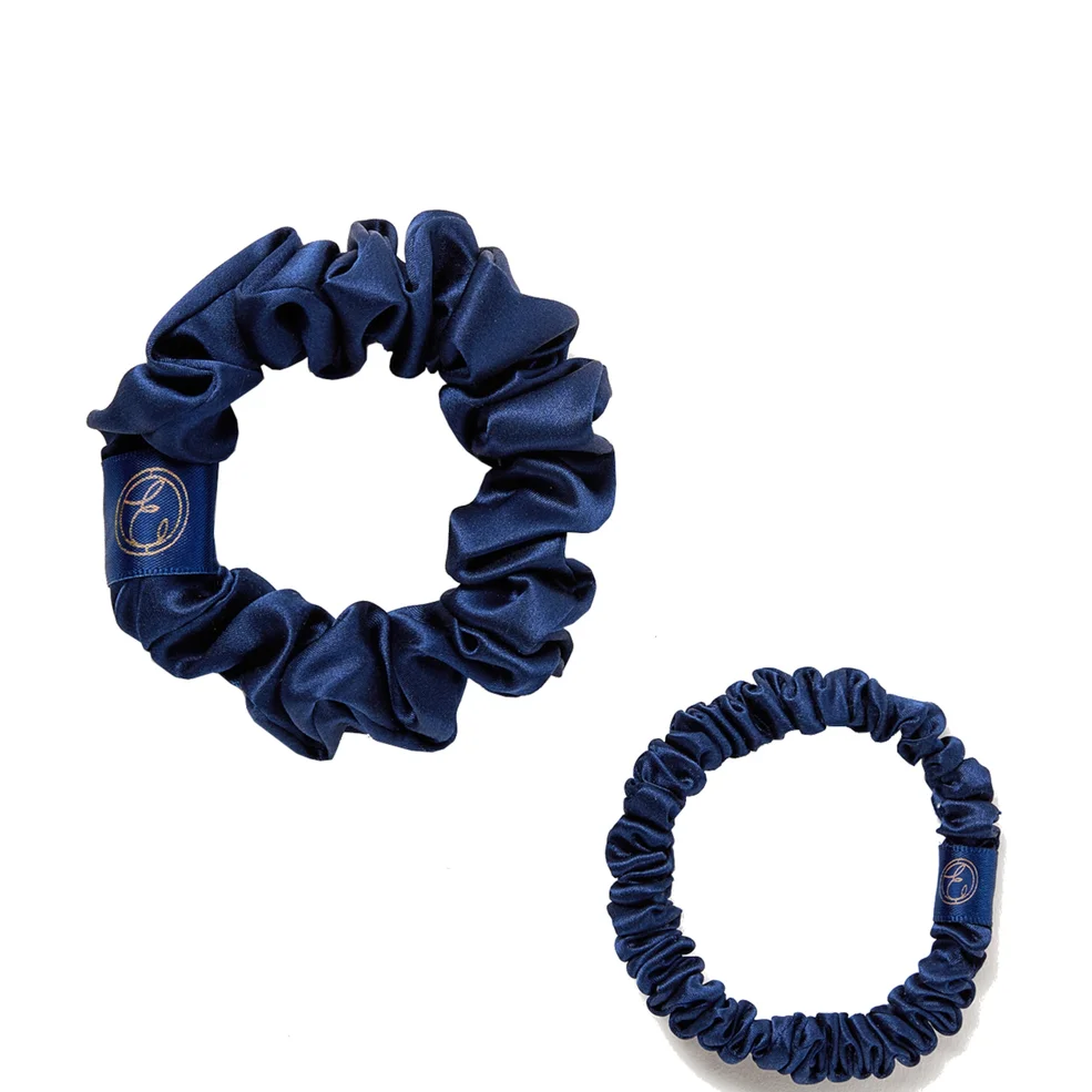 ESPA Silk Scrunchies - Navy Blue - 2 Pack Zdjęcie 1