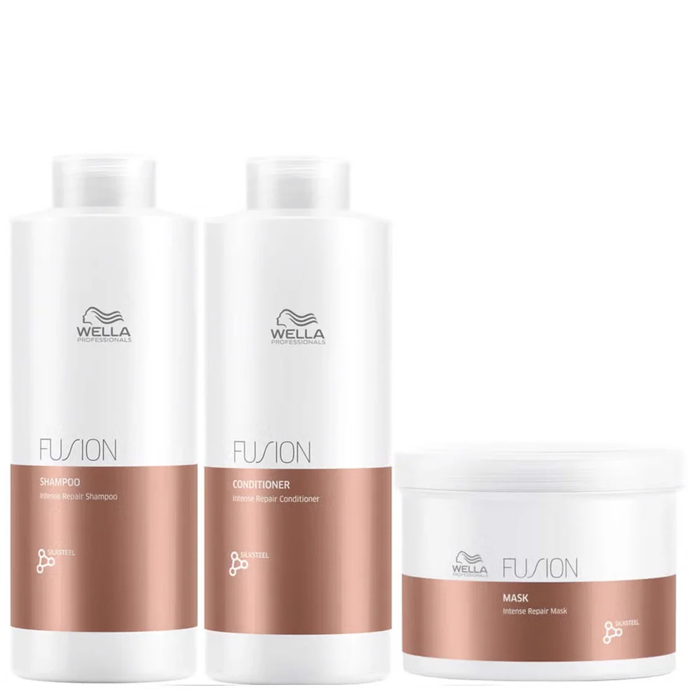 Wella Professionals Fusion Repair Shampoo, Conditioner and Mask Super Size Regime Bundle Zdjęcie 1