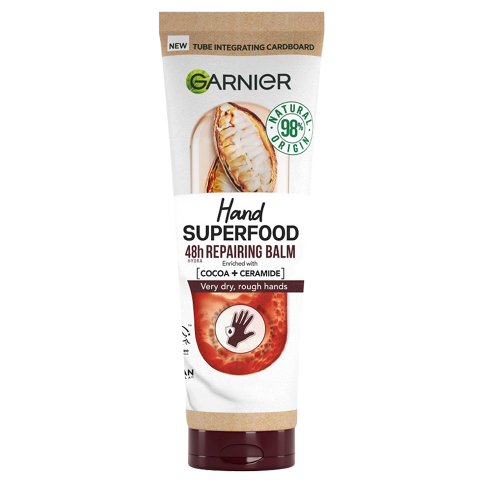 Garnier Vegan Hand Superfood, Repairing Hand Cream with Cocoa and Ceramide for Very Dry, Rough Hands naprawczy krem do rąk 75 ml Zdjęcie 1