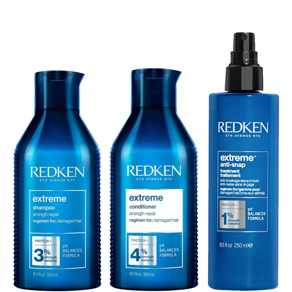 Redken Extreme Shampoo, Conditioner and Anti-Snap Leave-in Treatment Strength Repair Bundle for Damaged Hair Zdjęcie 1