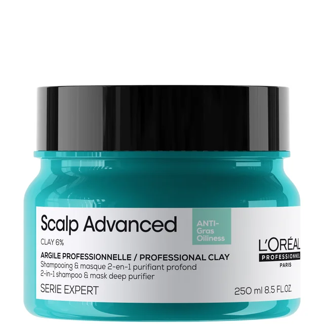 L'Oréal Professionnel Serié Expert Scalp Advanced Anti-Oiliness 2-in-1 Deep Purifier Clay Hair Mask maska 2 w 1 do włosów 250 ml