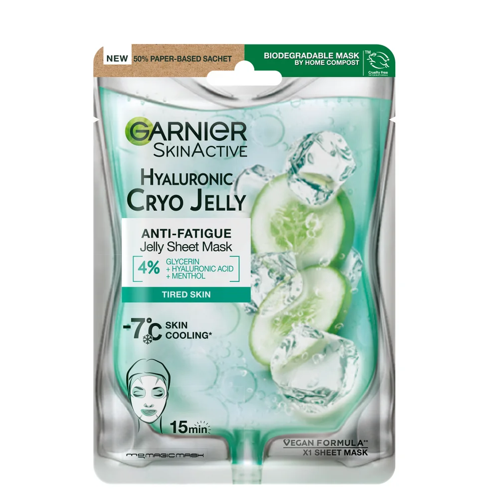 Garnier Anti-Fatigue Hyaluronic Acid and Icy Cucumber Cryo Jelly Face Mask maseczka do twarzy przeciw zmęczeniu 27 g Zdjęcie 1