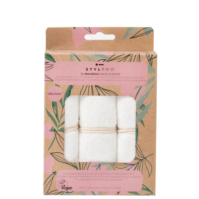 StylPro Bamboo Face Cloths Pack ściereczki do twarzy, 3 szt.