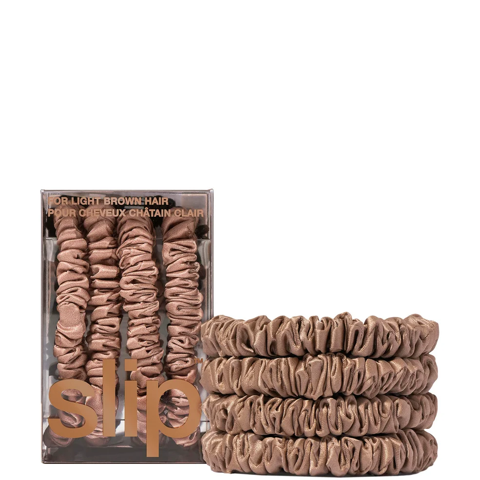 Slip Pure Silk Skinny Scrunchies - Light Brown Zdjęcie 1