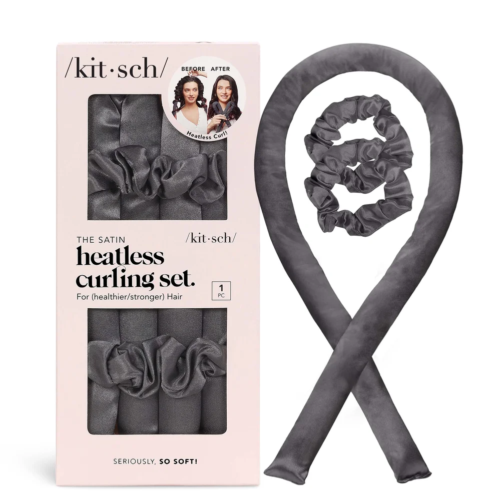 Kitsch Satin Heatless Curling Set - Charcoal Zdjęcie 1