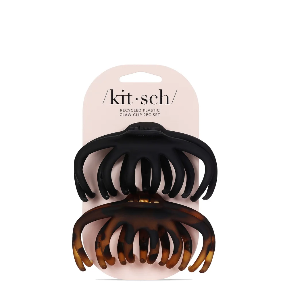 Kitsch Recycled Plastic Octopus Claw Clips - Black and Tort (Pack of 2) Zdjęcie 1