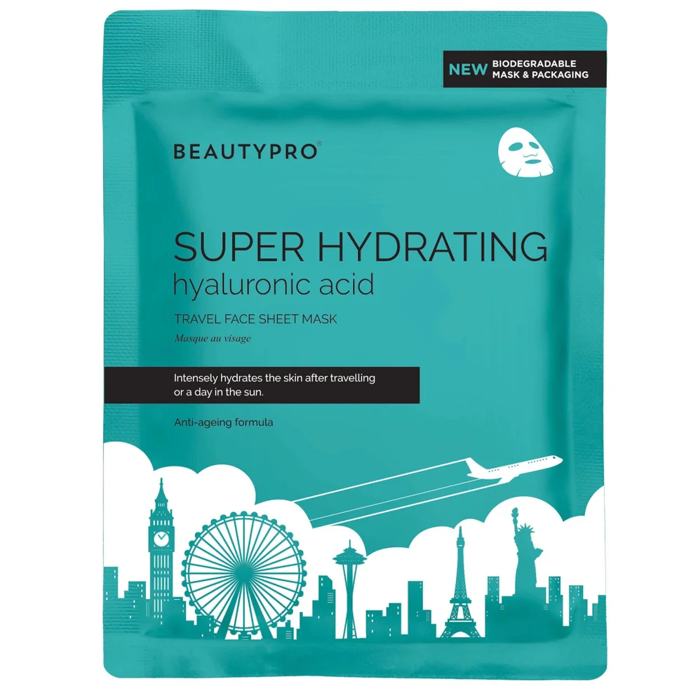 BEAUTYPRO Super Hydrating Hyaluronic Acid Travel Face Sheet Mask Zdjęcie 1