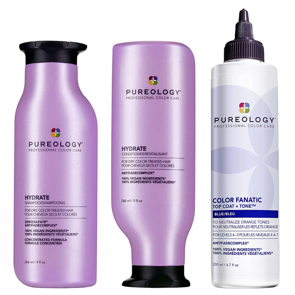 Pureology Hydrate Shampoo, Conditioner and Color Fanatic Blue Toner Routine for Neutralising and Hydrating Brassy Tones Zdjęcie 1