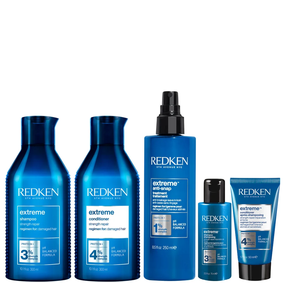 Redken Extreme Shampoo 300ml, Conditioner 300ml, Anti-Snap 250ml and Shampoo and Conditioner Travel Size Bundle for Damaged Hair Zdjęcie 1