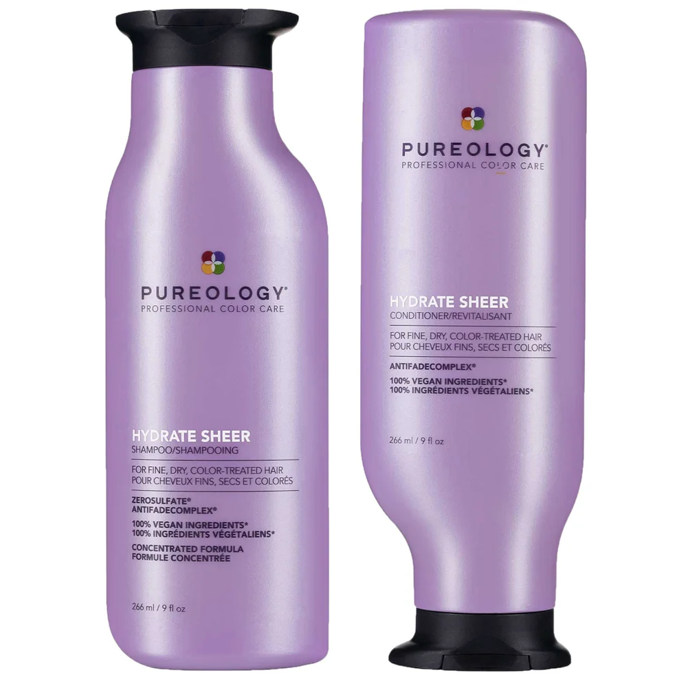Pureology Hydrate Sheer Shampoo and Conditioner Bundle for Fine, Dry Hair, Sulphate Free for a Gentle Cleanse Zdjęcie 1