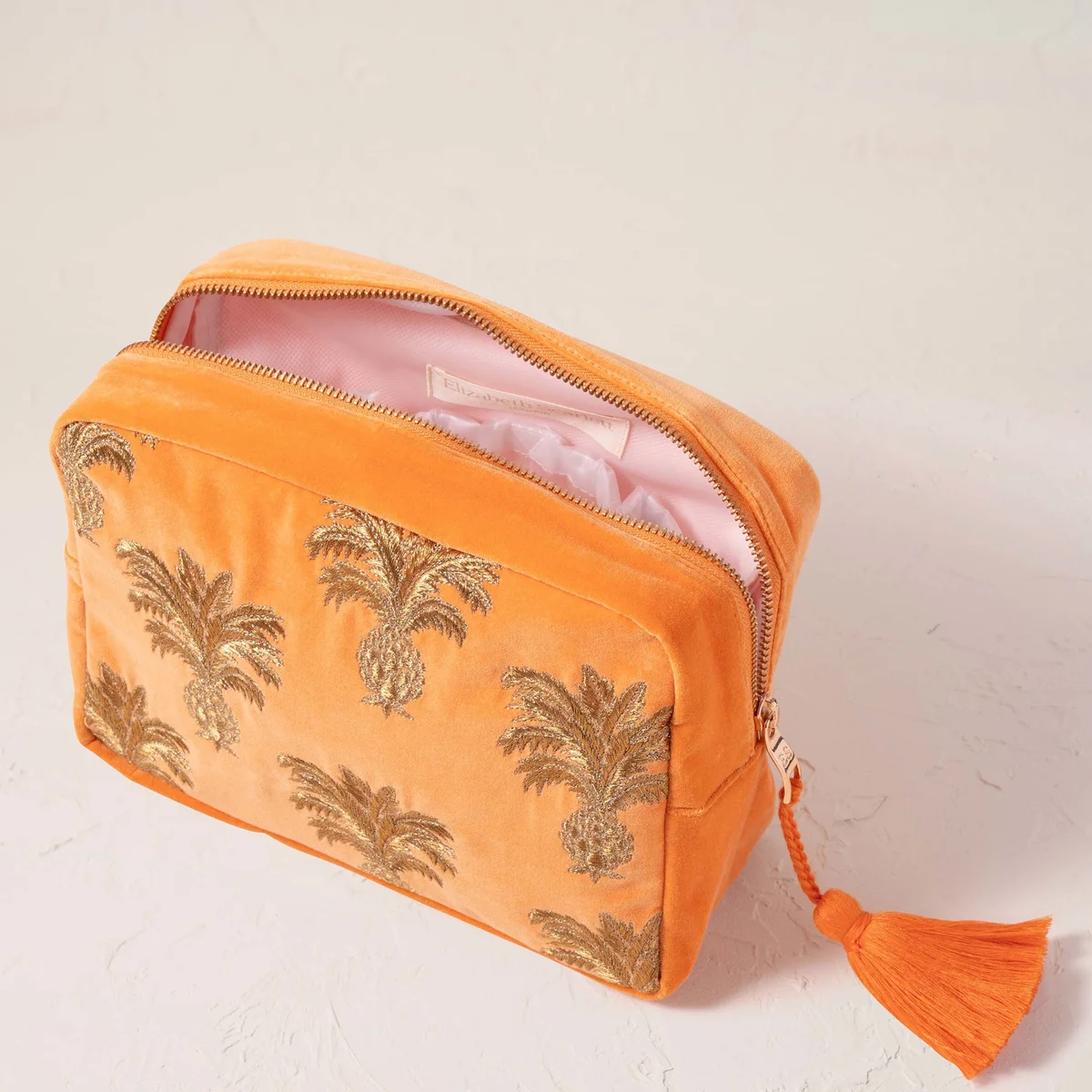 Elizabeth Scarlett Pineapple Velvet Wash Bag - Orange Zdjęcie 4