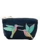 Elizabeth Scarlett Hummingbird Blue Velvet Coin Purse