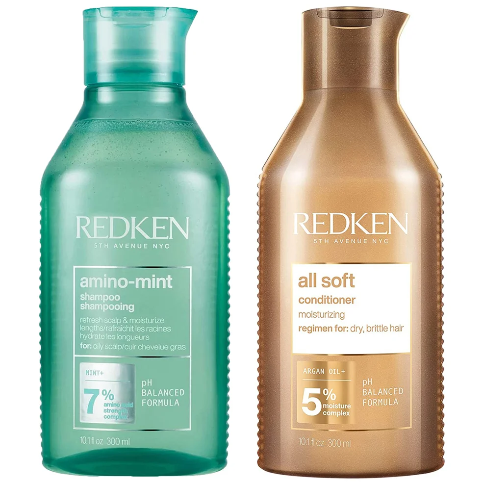 Redken Amino Mint Scalp Cleansing for Greasy Hair Shampoo and All Soft Hydrating Care Conditioner Bundle Zdjęcie 1