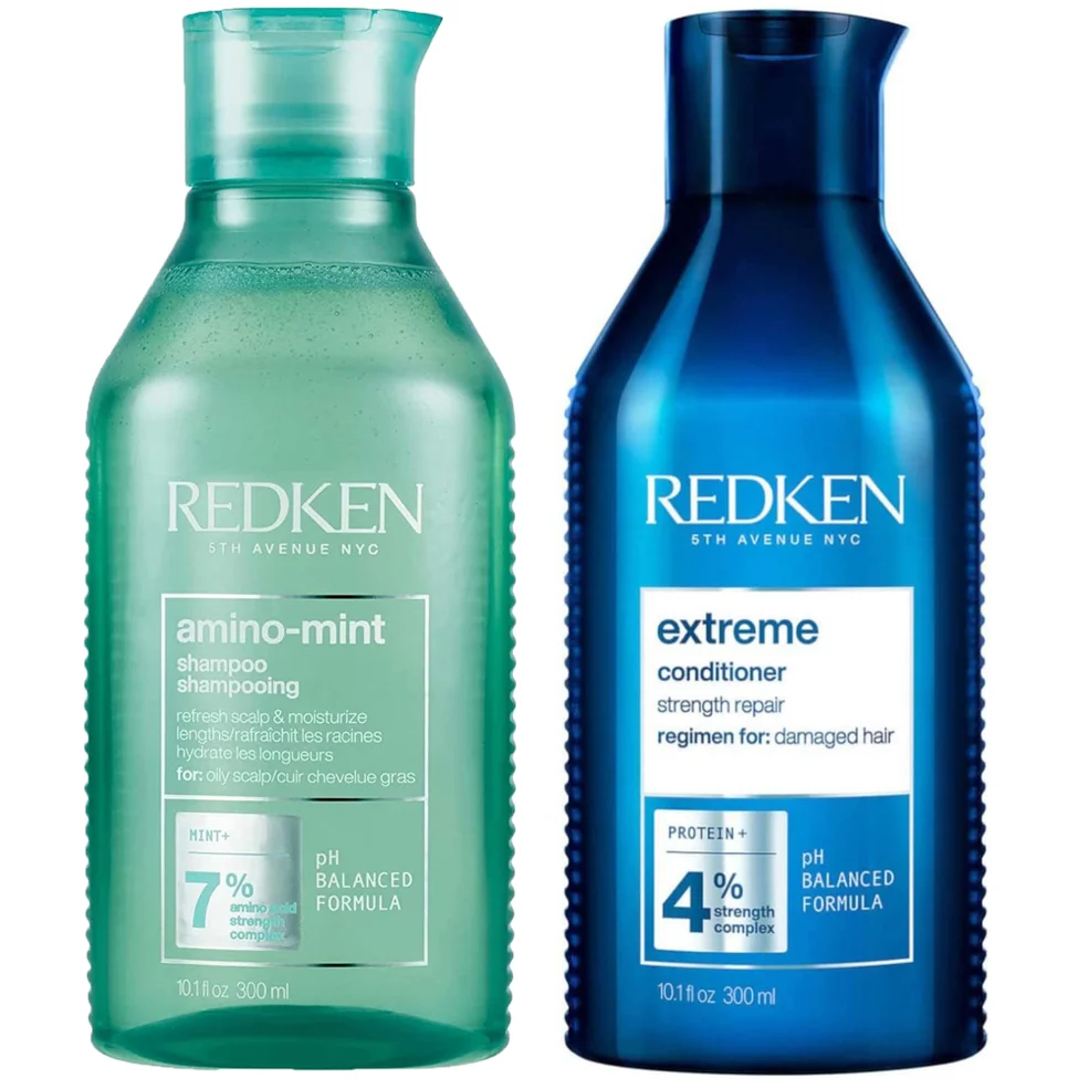 Redken Amino Mint Scalp Cleansing for Greasy Hair Shampoo and Extreme Damage Repair Conditioner Bundle Zdjęcie 1