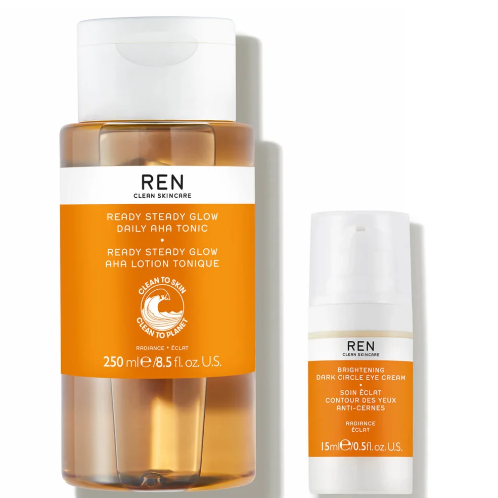 REN Clean Skincare Ready Steady Glow Daily AHA Tonic 250ml and Radiance Brightening Dark Circle Eye Cream 15ml Zdjęcie 1