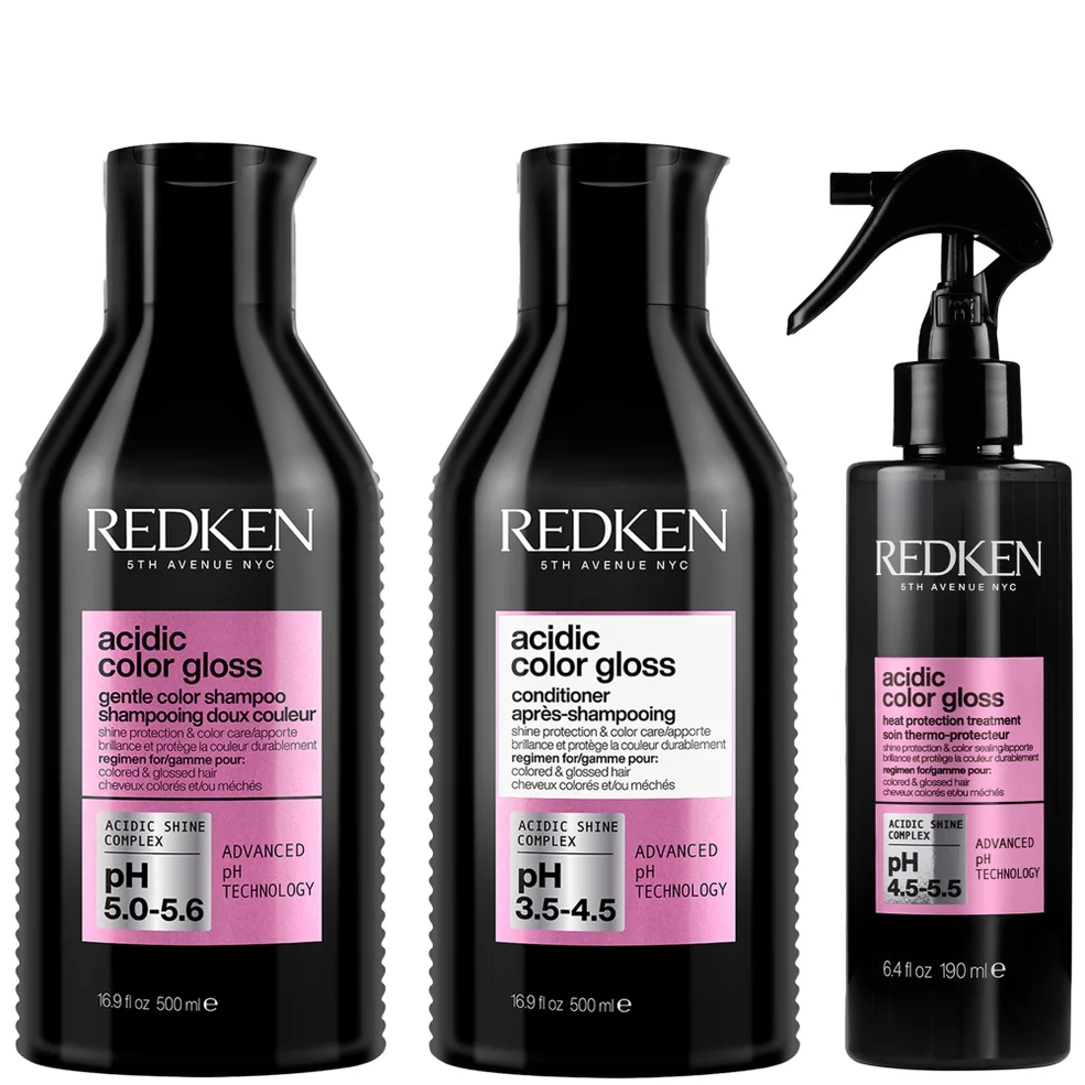 Redken Acidic Color Gloss Sulphate-Free Shampoo and Conditioner 500ml and Heat Protection Leave-in Treatment 190ml Bundle Zdjęcie 1