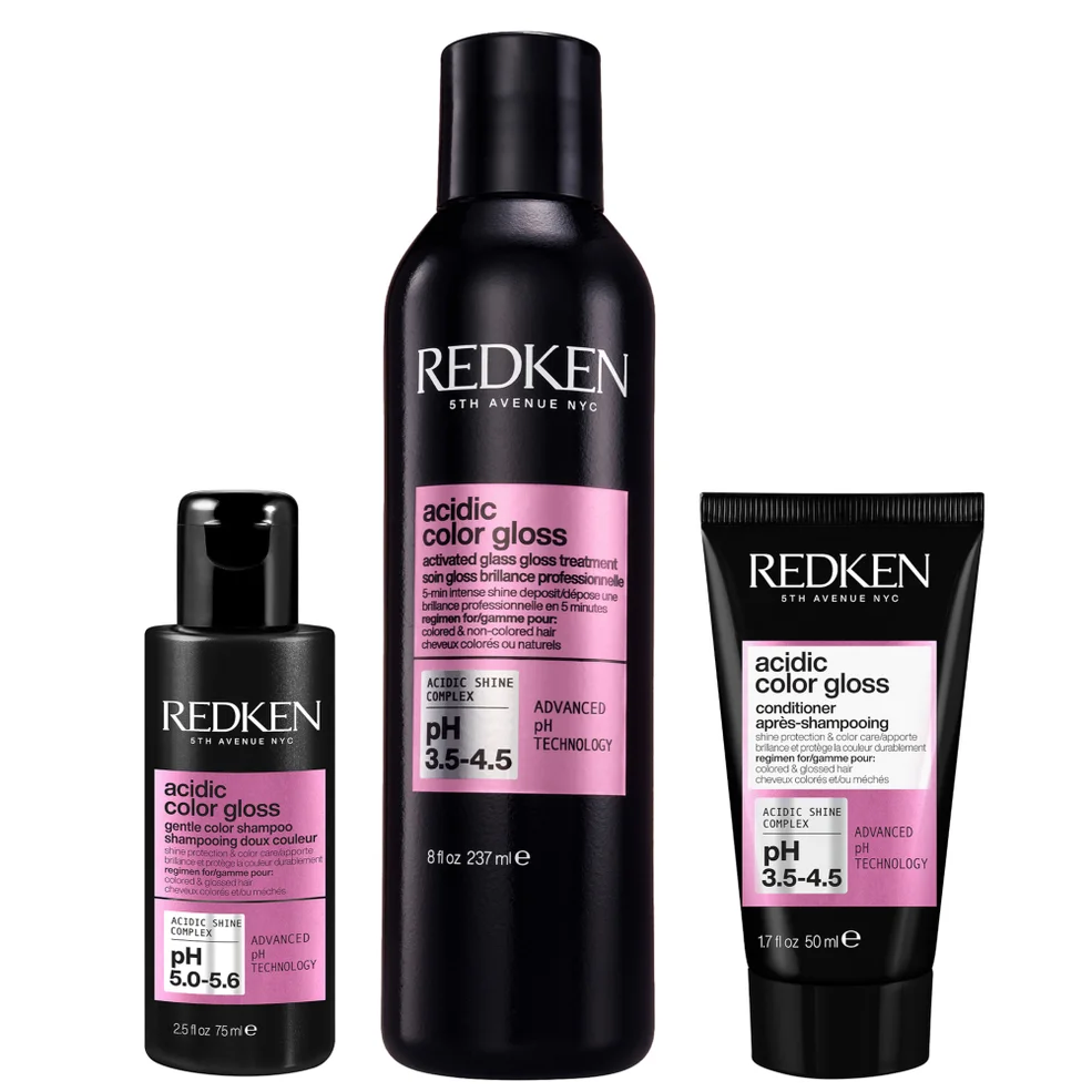 Redken Acidic Color Gloss Shampoo Mini 75ml, Activated Glass Gloss Treatment 237ml and Conditioner Mini 50ml Zdjęcie 1