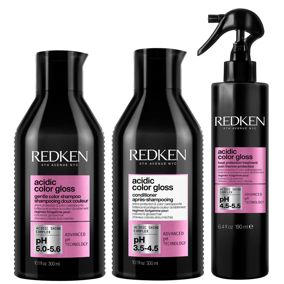 Redken Acidic Color Gloss Shampoo, Conditioner 300ml and Heat Protection Treatment 190ml Bundle Zdjęcie 1