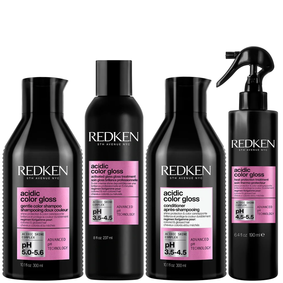 Redken Acidic Color Gloss Sulphate-Free Shampoo 300ml, Glass Gloss Treatment 237ml, Conditioner 300ml & Leave-in Treatment 190ml Zdjęcie 1