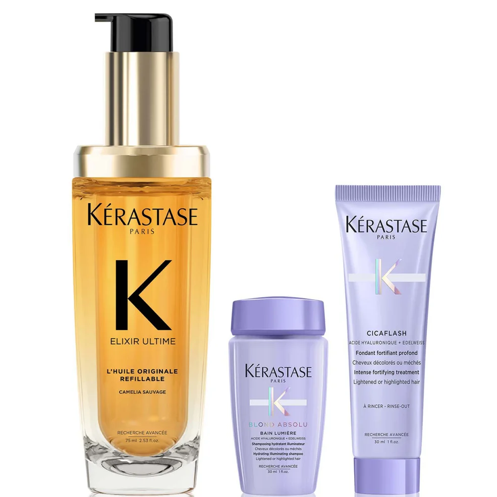 Kérastase Elixir Ultime L'Huile Originale Hair Oil 75ml with Mini Deluxe Blond Absolu Shampoo 30ml and Conditioner 30ml Duo Zdjęcie 1