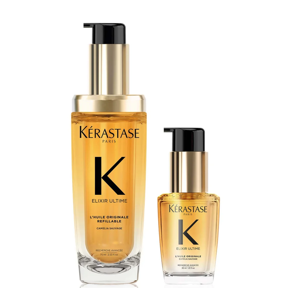 Kérastase Elixir Ultime L'Huile Originale Hair Oil 75ml and Elixir Ultime Hair Oil 30ml Travel Size Duo for All Hair Types Zdjęcie 1