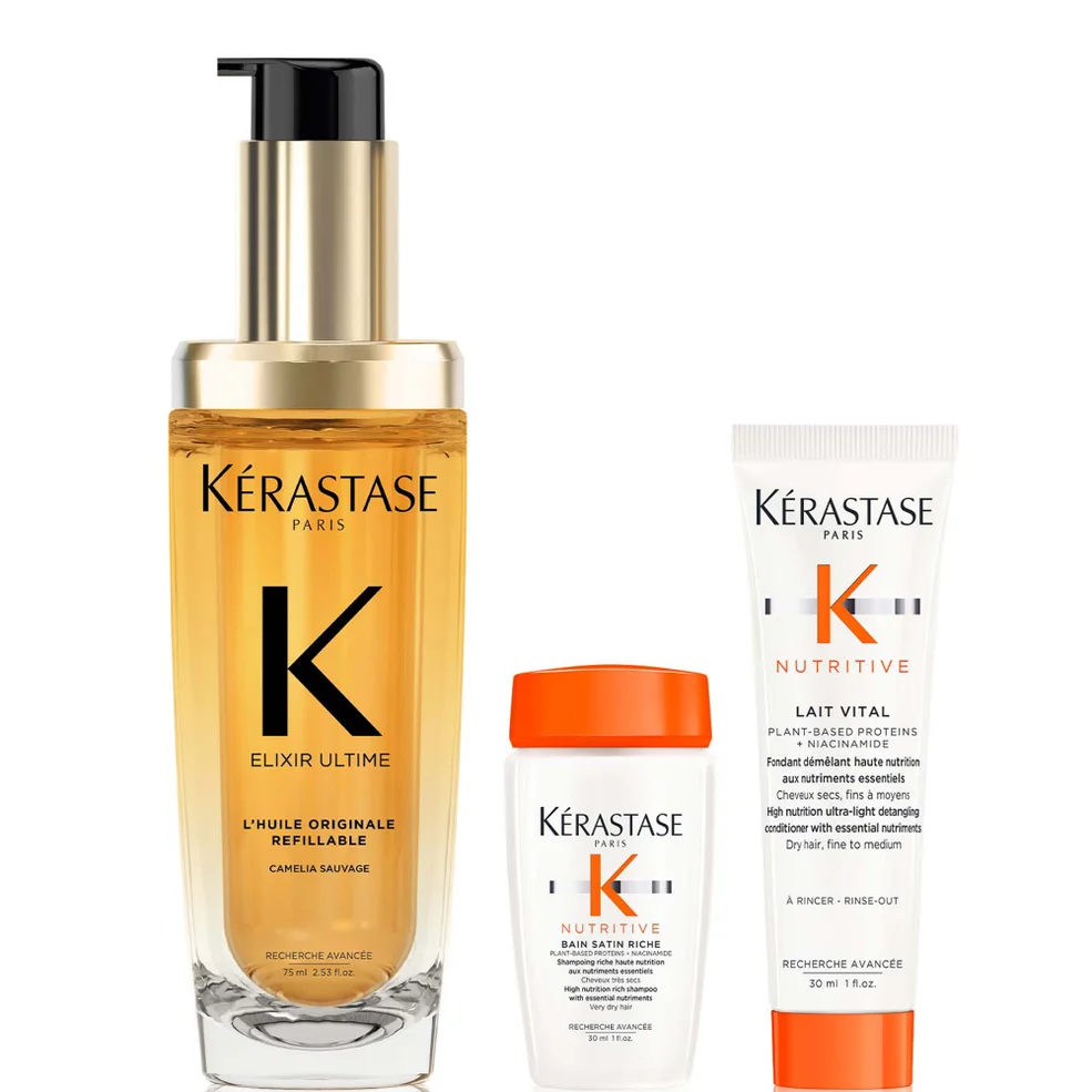 Kérastase Elixir Ultime L'Huile Originale Hair Oil 75ml with Mini Deluxe Nutritive Shampoo 30ml and Conditioner 30ml Duo Zdjęcie 1