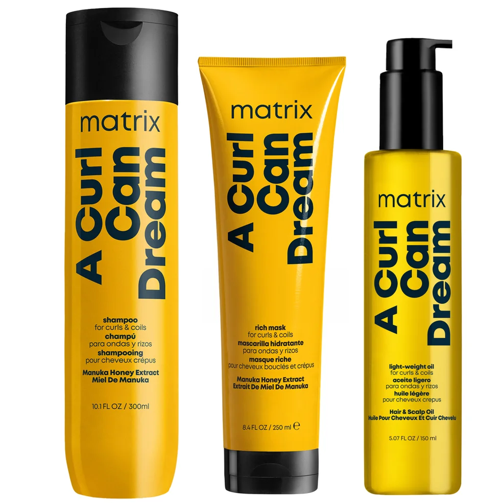 Matrix A Curl Can Dream Cleansing Shampoo 300ml, Hair Mask 250ml and Moisturising Hair Oil 150ml Bundle for Curls and Coils Zdjęcie 1