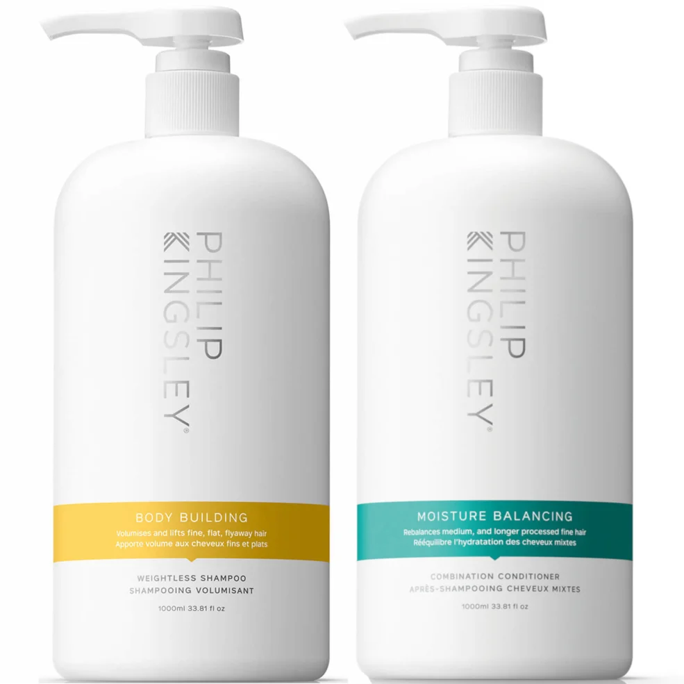 Philip Kingsley Body Building Shampoo 1000ml and Moisture Balancing Conditioner 1000ml Duo Zdjęcie 1