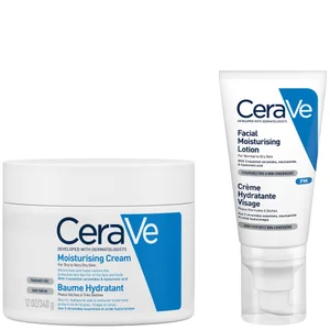 CeraVe Evening Moisturising Routine for Dry Skin, Body and Face Moisturiser with Hyaluronic Acid - undefined undefined