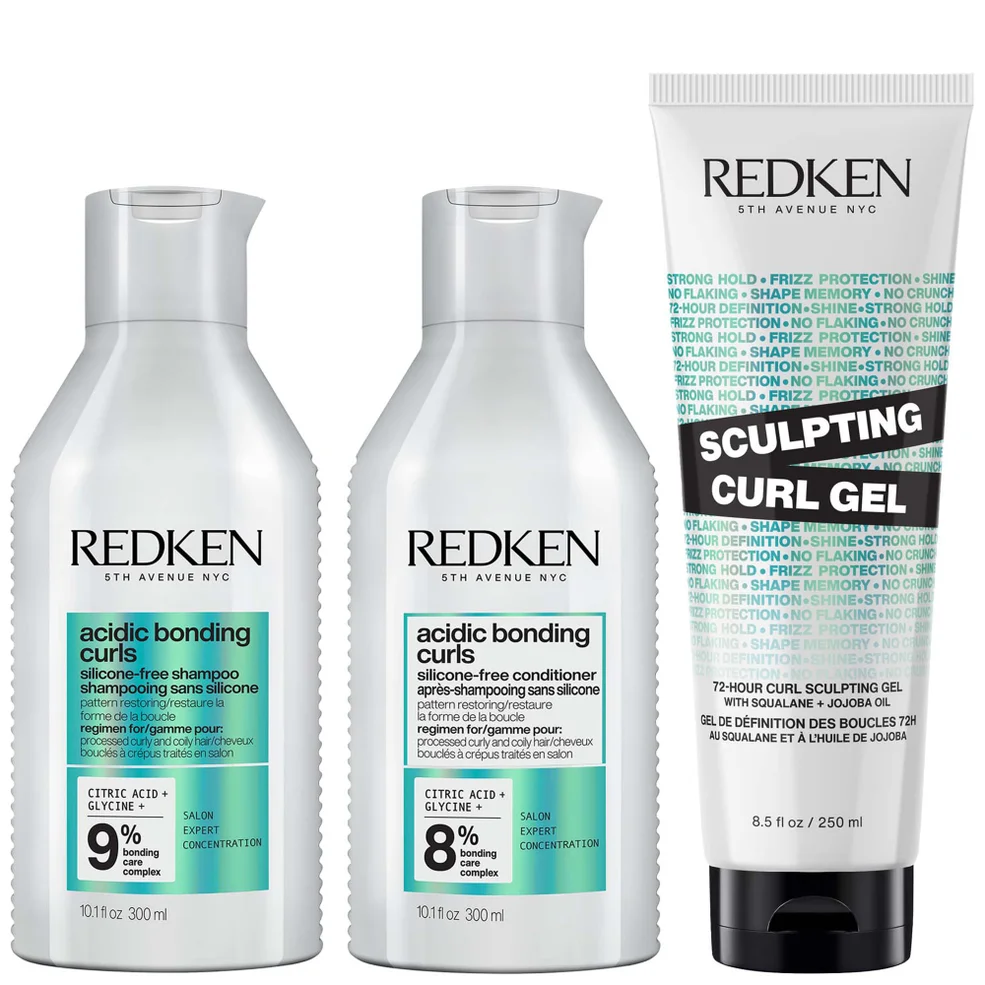 Redken Acidic Bonding Curls Shampoo Conditioner and Sculpting Curl Gel Bonding Care Bundle for Curls and Coils Zdjęcie 1