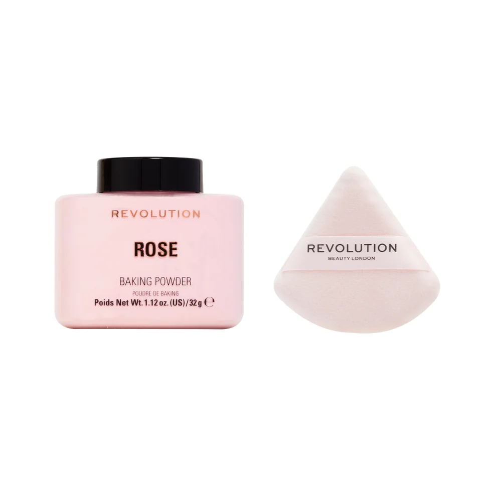 Makeup Revolution Baking Powder and Powder Puff Duo - Rose Zdjęcie 1