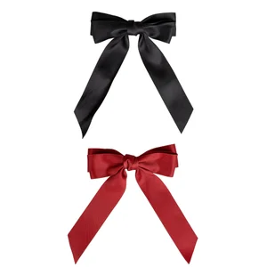 brushworks Satin Hair Bow Duo – Red and Black - undefined undefined