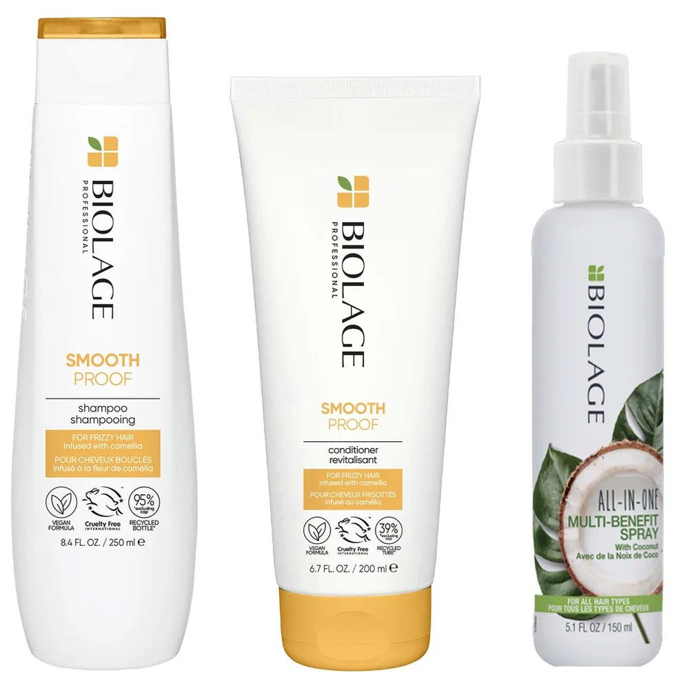 Biolage Smooth Proof Shampoo and Conditioner and All-in-One Coconut Infusion Multi-Benefit Leave-in Hair Spray Bundle Zdjęcie 1