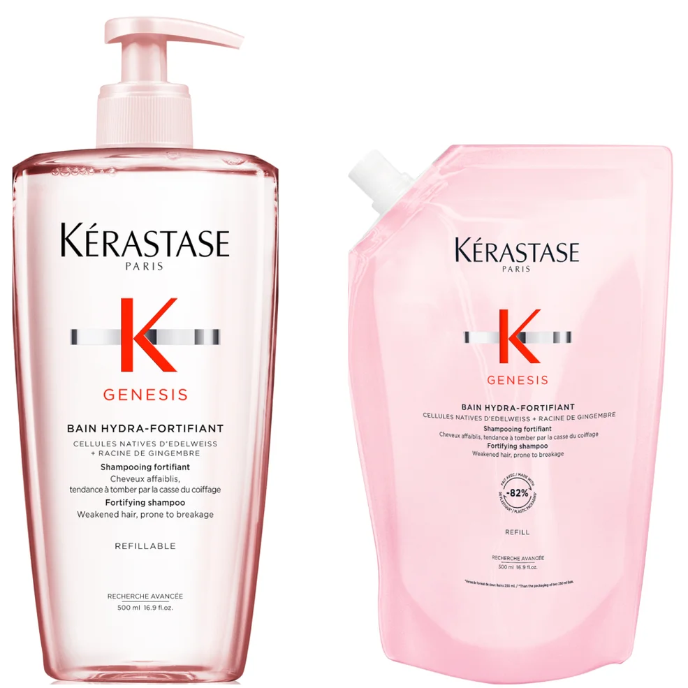 Kérastase Genesis Hydra-Fortifiant Refillable Shampoo And Refill Pouch Duo 500ml For Hair Fall Due To Breakage Zdjęcie 1