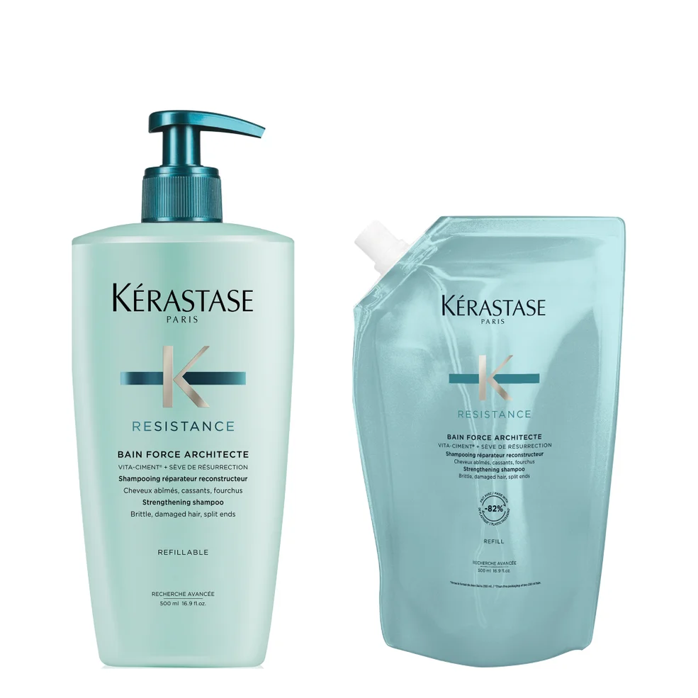 Kérastase Résistance Refillable Shampoo and Refill Pouch Duo for Fine to Medium Hair with Vita-Ciment Complex 500ml Zdjęcie 1