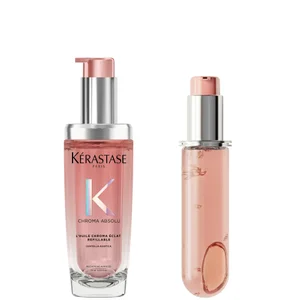Kérastase Chroma Absolu Refillable Hair Oil and Refill Capsule Duo for Fine to Medium Hair with Glycerin & Hyaluronic Acid 75ml - undefined undefined