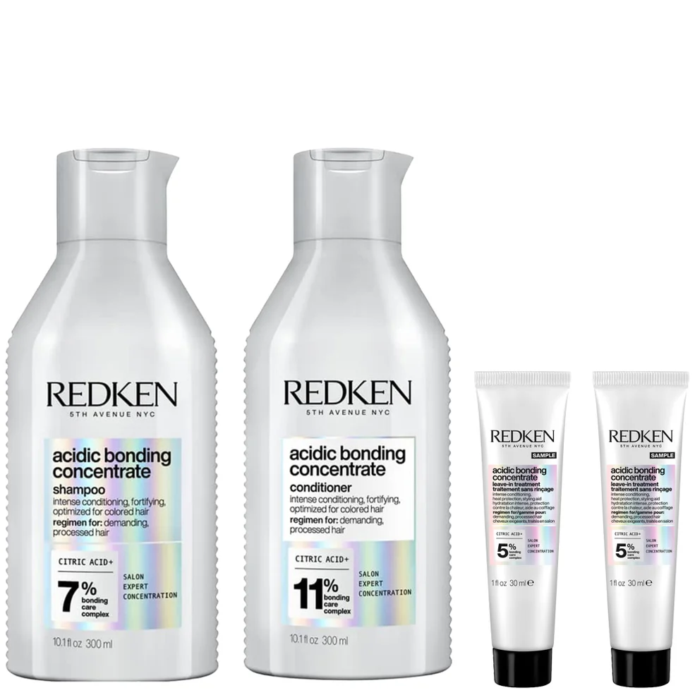 Redken Acidic Bonding Concentrate Shampoo and Conditioner 300ml with Leave-In Treatment 2 x 30ml, Bond Repair for Damaged Hair Zdjęcie 1