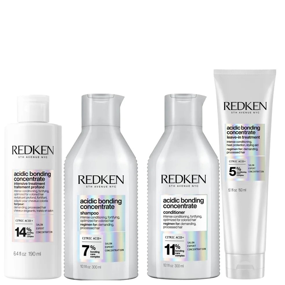 Redken Acidic Bonding Concentrate Pre-Treatment 190ml, Shampoo and Conditioner 300ml, and Leave-in Treatment 150ml Bundle Zdjęcie 1