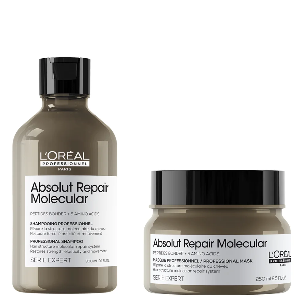 L'Oréal Professionnel Absolut Repair Molecular Shampoo 300ml and Rinse-Off Mask 250ml Set for Damaged Hair Zdjęcie 1