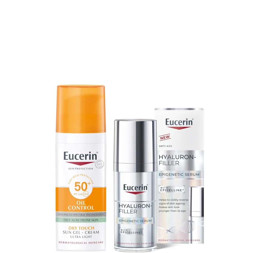 Eucerin Hyaluron-Filler Epigenetics Serum 30ml & Sun Face Oil Control 50ml Gel Bundle to Protect & Reverse signs of ageing Zdjęcie 1
