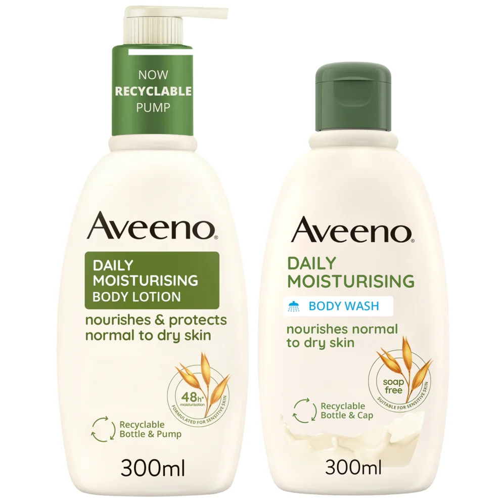 Aveeno Daily Moisturising Wash & Lotion Duo to Protect Dry Skin 600ml Mega Bundle Zdjęcie 1