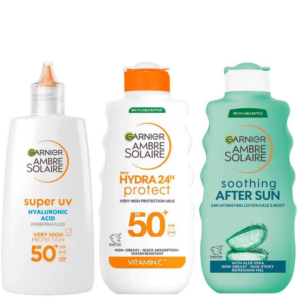 Garnier Ambre Solaire SPF50+ Suncream Face, Body & Aftersun Bundle Zdjęcie 1