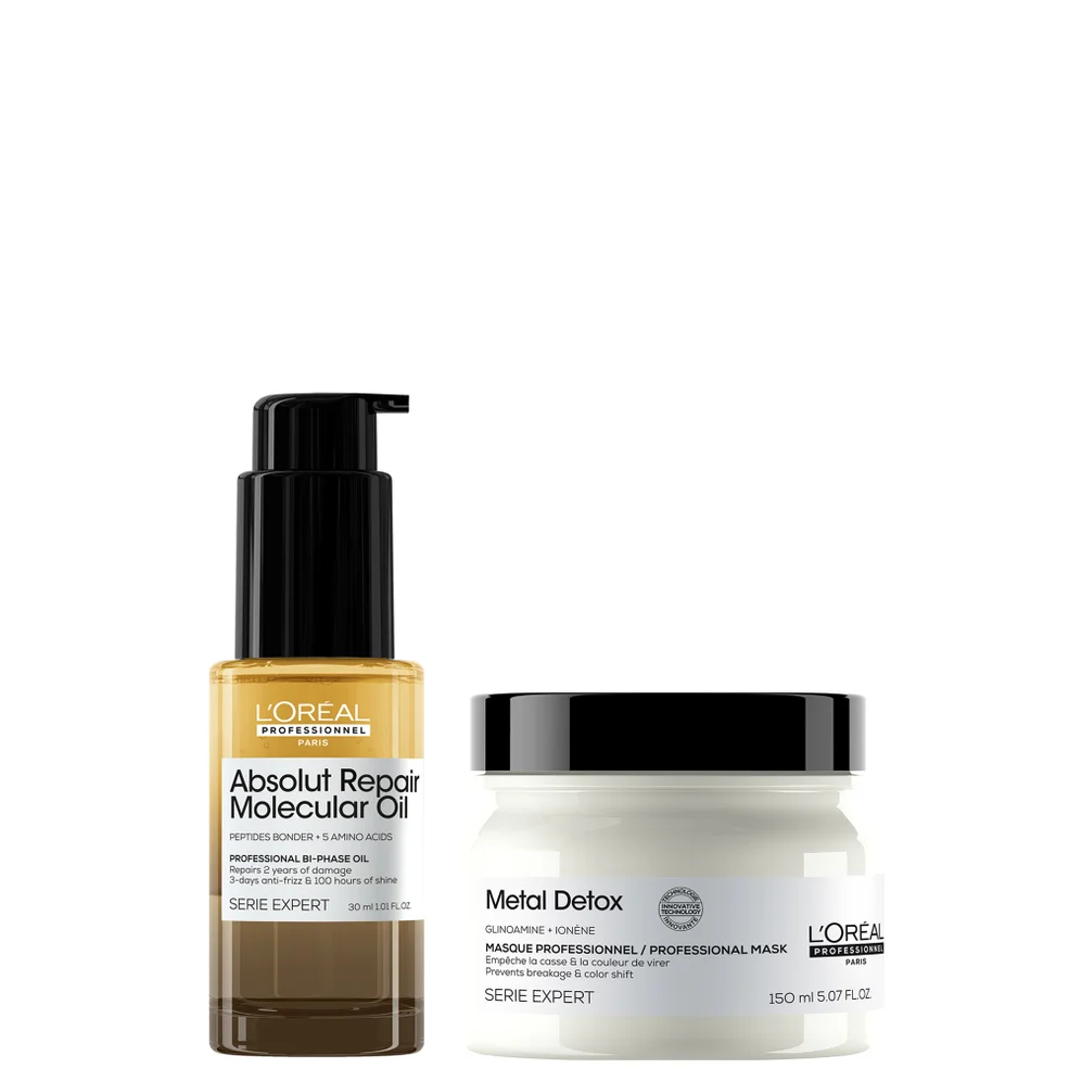 L'Oréal Professionnel Ultimate Repair Treatment Set: Metal Detox Hair Mask 150ml & Absolut Repair Molecular Bi-Phase Hair Oil Zdjęcie 1