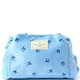 The Flat Lay Co. Drawstring Flat Lay Makeup Bag - Ditsy Bows Blue Embroidered Velvet