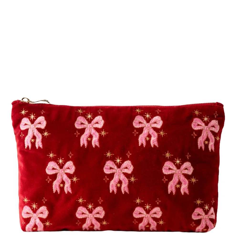 Elizabeth Scarlett Dazzling Bows Velvet Everyday Pouch - Rouge Zdjęcie 1